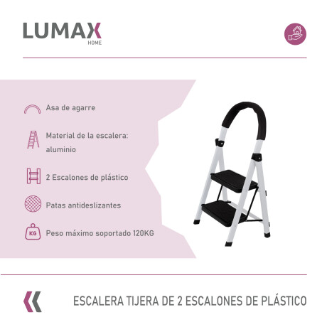 Escalera Tijera 2 Escalones De plastico Negro/Blanco