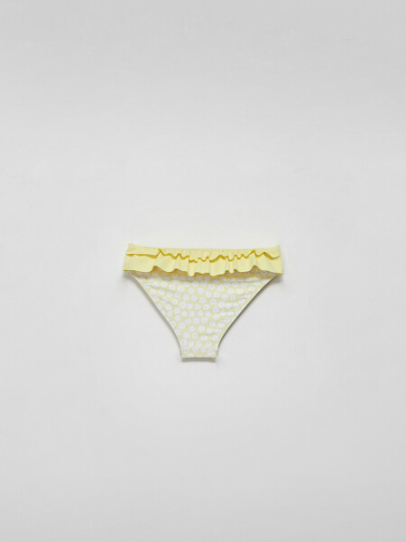 Bombacha bikini con volados Flores - Amarillo