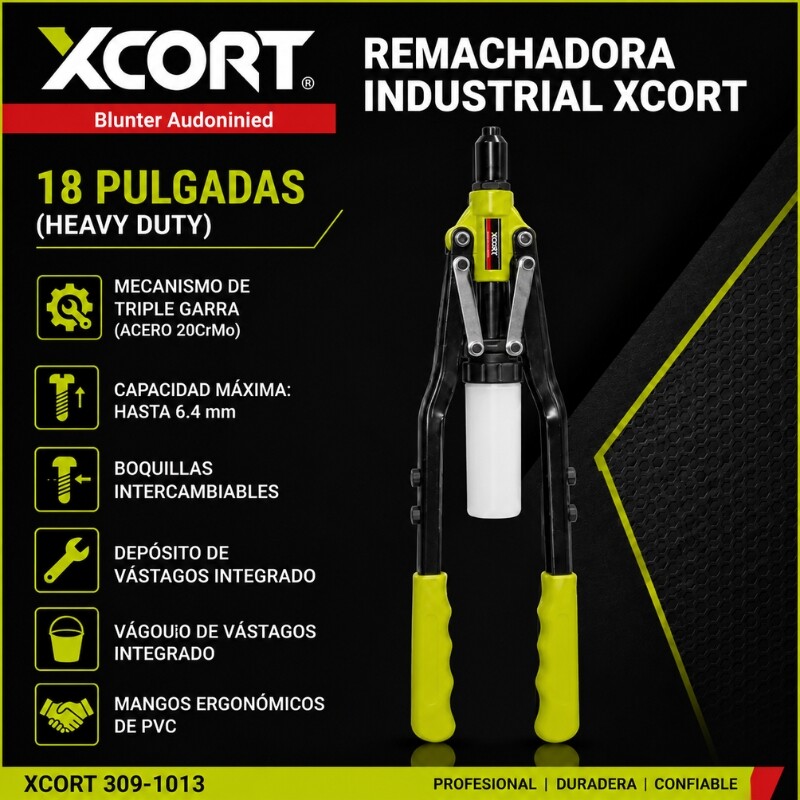 XCORT REMACHADORA DE TIJERA INDUSTRIAL 3.2-6.4MM 18 PULGADAS Xcort Remachadora De Tijera Industrial 3.2-6.4mm 18 Pulgadas