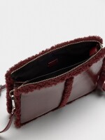 Bolso Bandolera Bordes Efecto Pelo burdeos