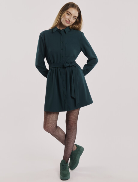 Vestido mini camisero verde oscuro