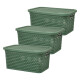 Set x3 Caja simil rattan 2,5 Lts (23x15,5x11cm) VERDE