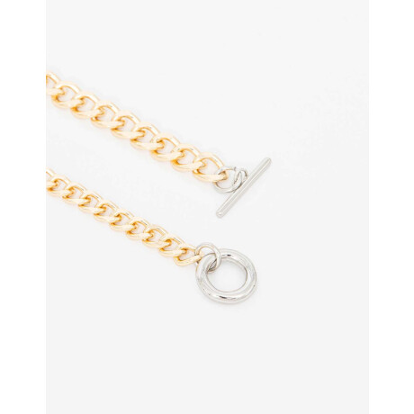 Collar Largo De Metal Biplating Combinacion Bicolor