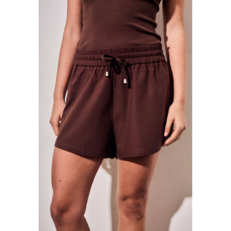 Short Con Lino Marron