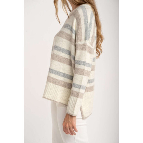 Sweater Rayado Gris Melange