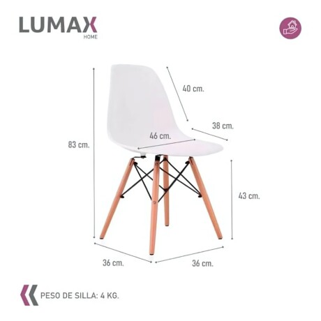 Juego de comedor Con Mesa Circular de 80cm + 4 Sillas Eames Blanco/Blanco