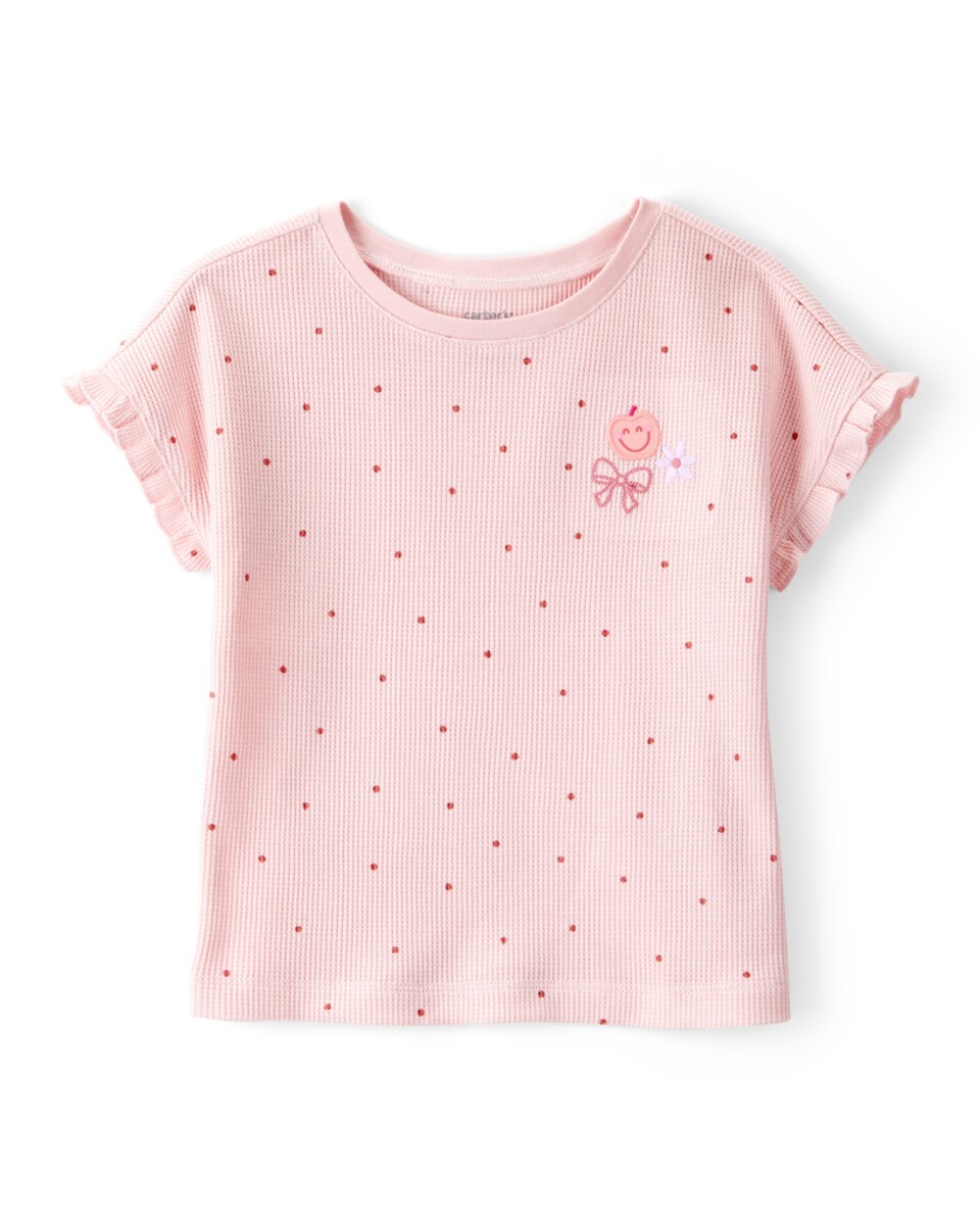 Remera de algodón térmico, diseño lunares 