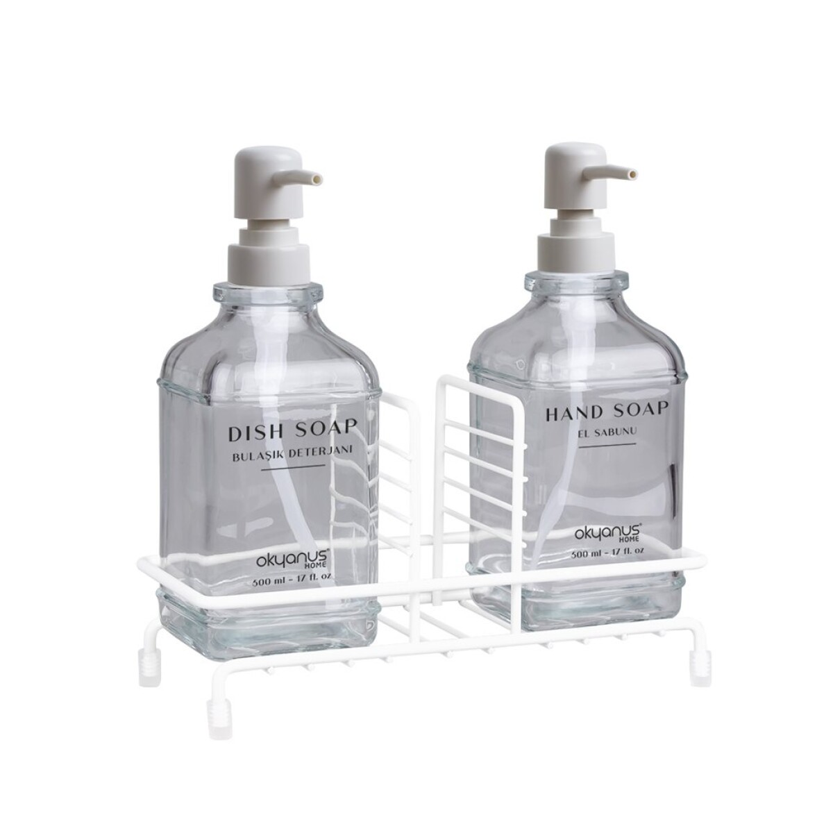 DISPENSADOR DE JABON 2PCS C/ESTANTE 8x22CM BLANCO 