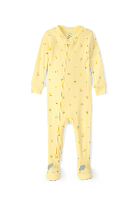 Pijama enterito de algodón con pie, amarillo, diseño limones. Talles 2-5T Sin color