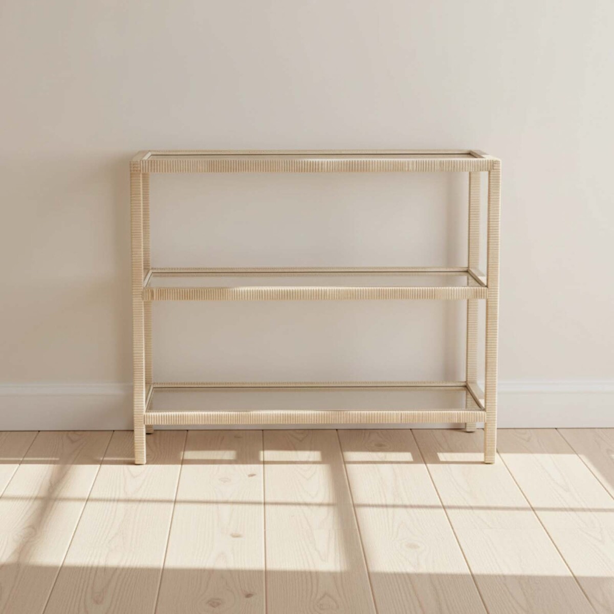 CONSOLA - RATTAN-MADERA-Y-VIDRIO NATURAL-BEIGE VITTORIA NATURAL 