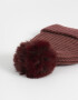 Gorro Romántico Gorro Tejido Con Pompón - Rojo Burdeaux