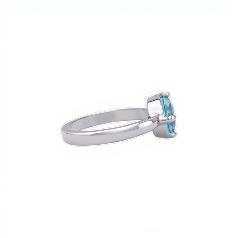 Anillo Rombo-Plata rodinada-Piedra Aguamarina-AN2014 conpiedra