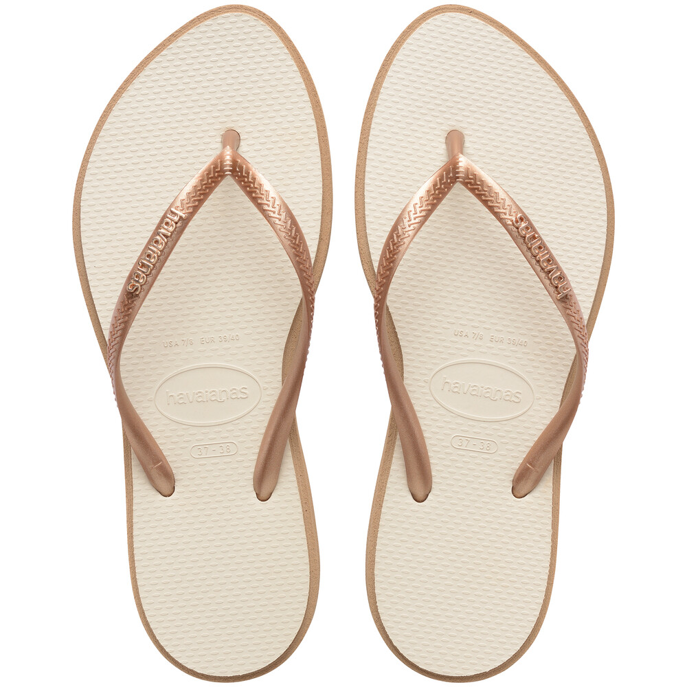 Sandalias Havaianas Slim Point FC Mujer Rose Gold/Beige Paja