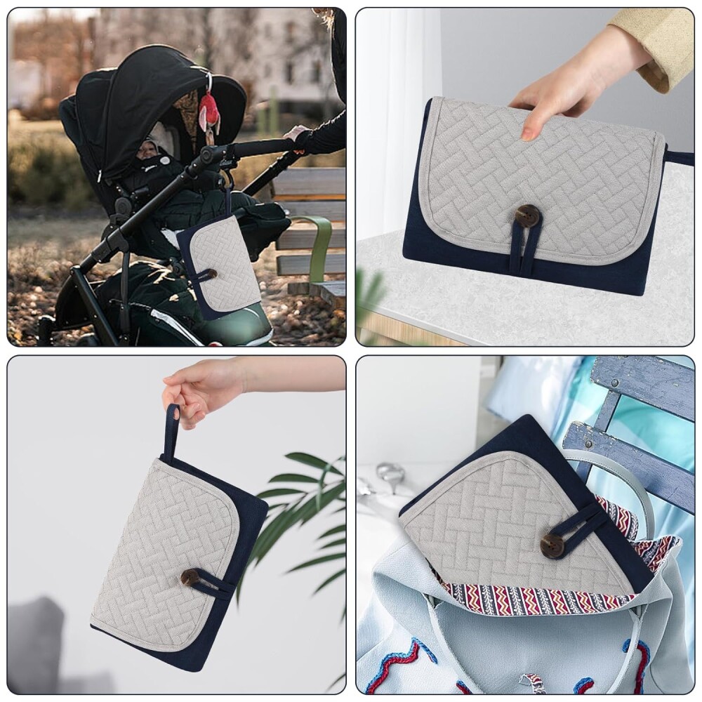 Cambiador portatil capitoneado XL Azul marino gris