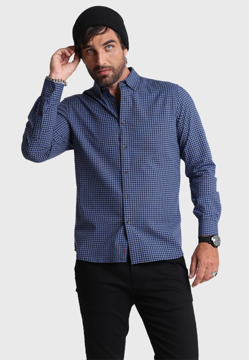 CAMISA ARROW ML OXFORD CUAD - AZUL 