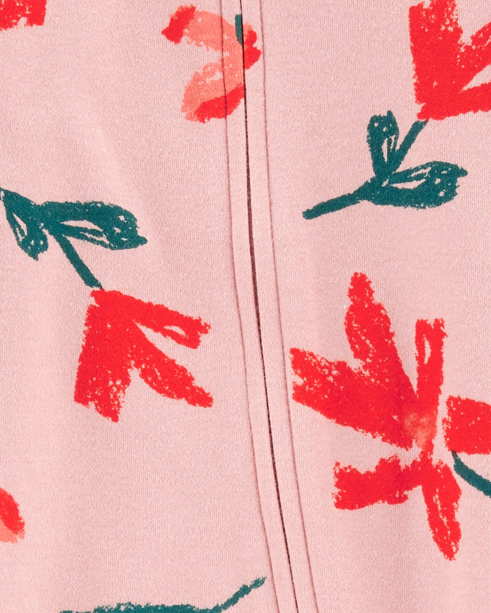 Pijama una pieza de algodón con pie y doble cierre diseño flores Sin color