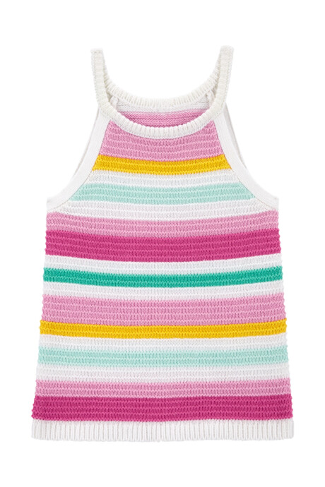 Musculosa a crochet, diseño a rayas Sin color