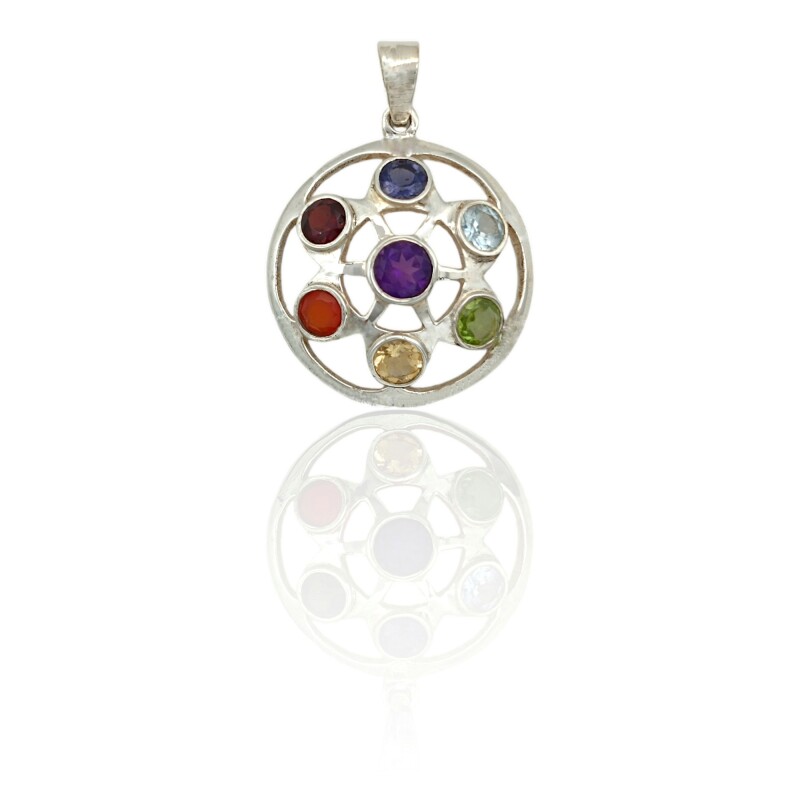 Dije Colgante Chakras-Plata 925-Piedras Varias-CP3989 conpiedra