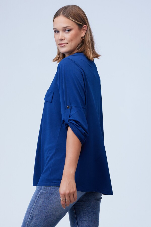 Blusa Oversize Zip AZUL