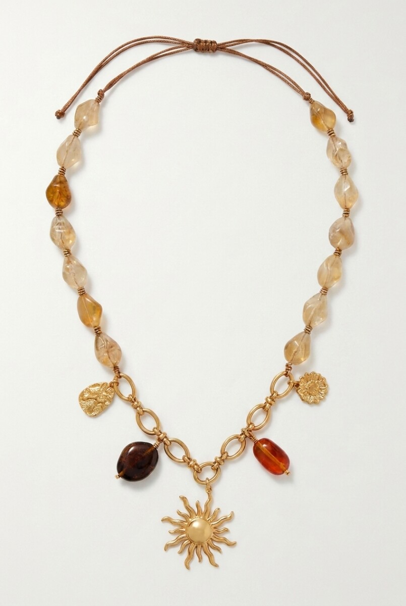 Collar piedras y dijes - verde oliva 