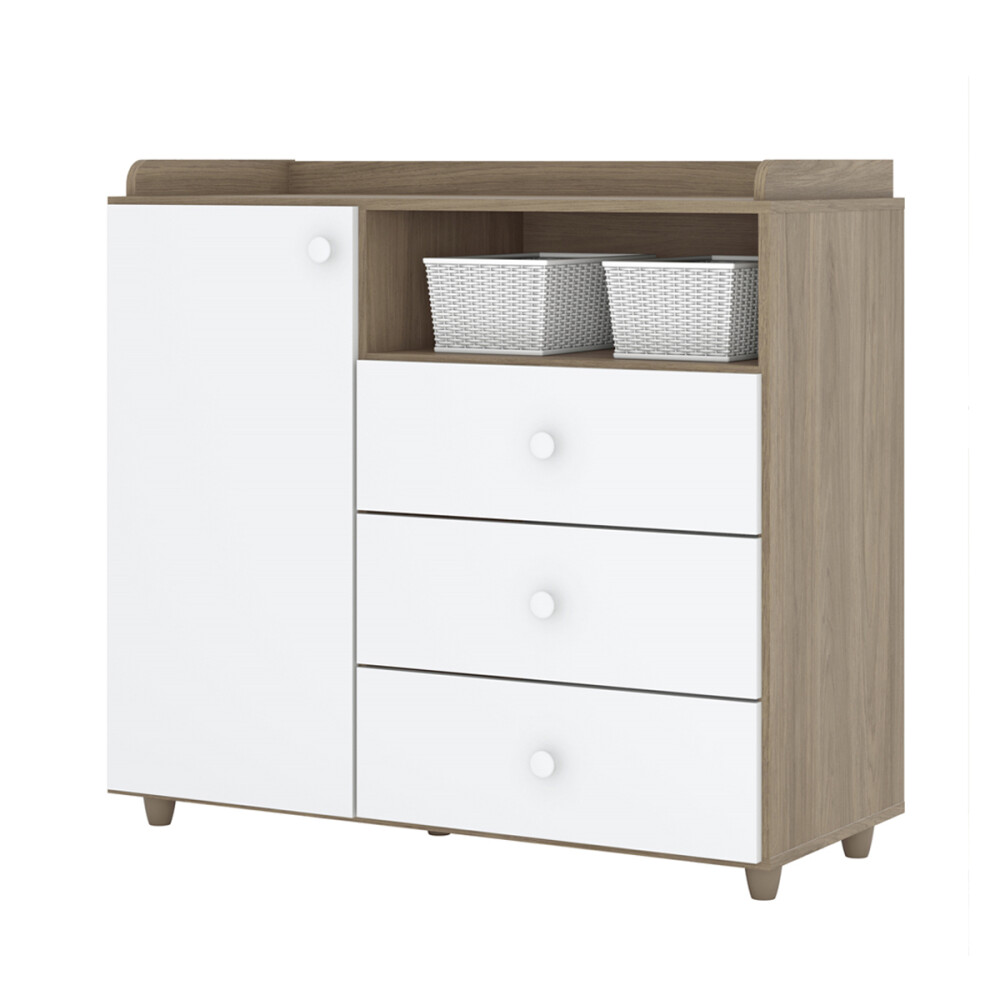 Cómoda Cajonera infantil 3 cajones 1 puerta con espacio Cómoda Cajonera infantil 3 cajones 1 puerta con espacio