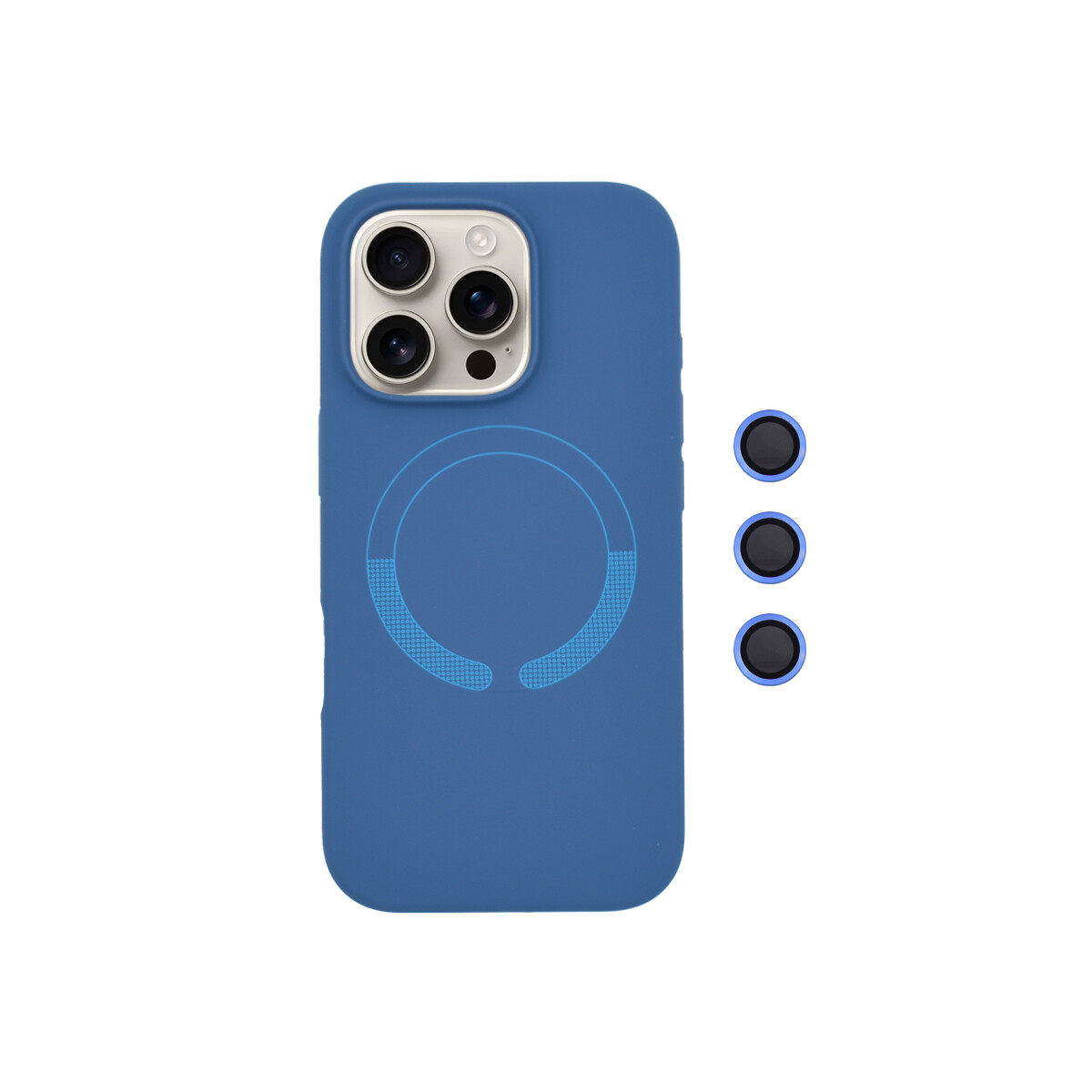 Protector para iPhone 16 Pro Max con protector cámara azul 
