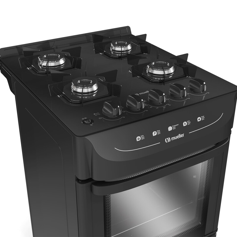 Cocina Mueller Vetro Fratello 4b Color Negro Mate Con Puerta Con Visor 220v Cocina Mueller Vetro Fratello 4b Color Negro Mate Con Puerta Con Visor 220v