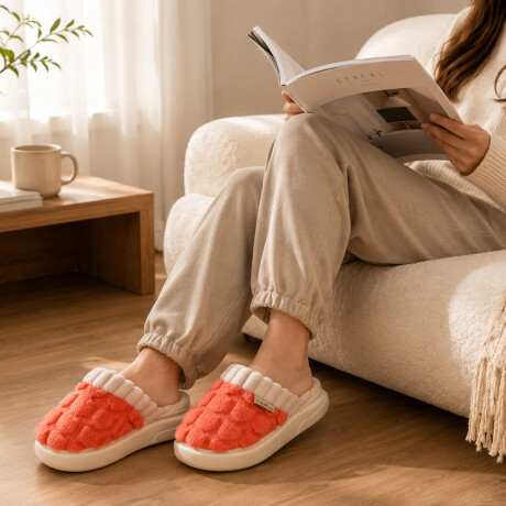 Pantufla de Felpa Super Abrigadas Antideslizante Unisex Salmón