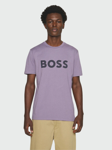 Hugo Boss -Remera de algodón con logo, regular fit , THINKING Violeta