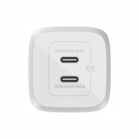 Adaptador Dual USB-C BELKIN WCH013DQWH 65W Carga Rápida Adaptador Dual USB-C BELKIN WCH013DQWH 65W Carga Rápida