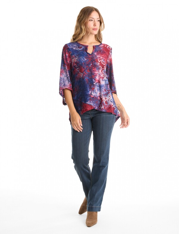 Blusa Keyhole Det Me MULTI/AZUL