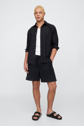 Short De Lino Easy 7Inch Hombre Black 1