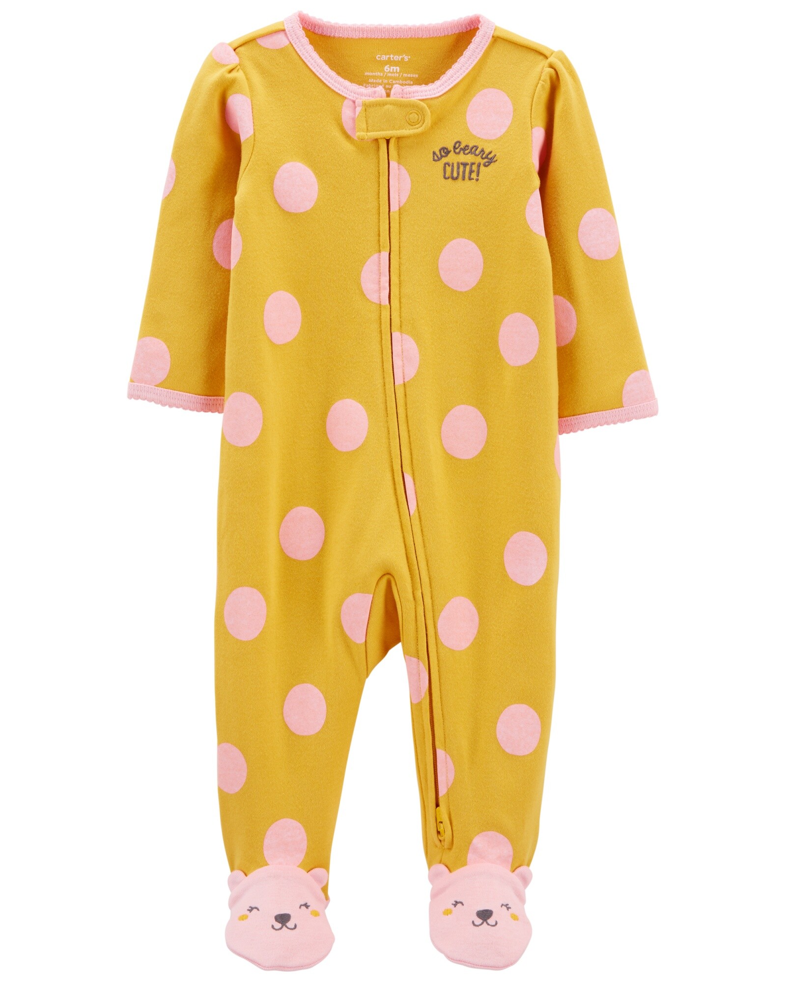Pijama de algodón para jugar y dormir de puntos con cierre de doble sentido Sin color