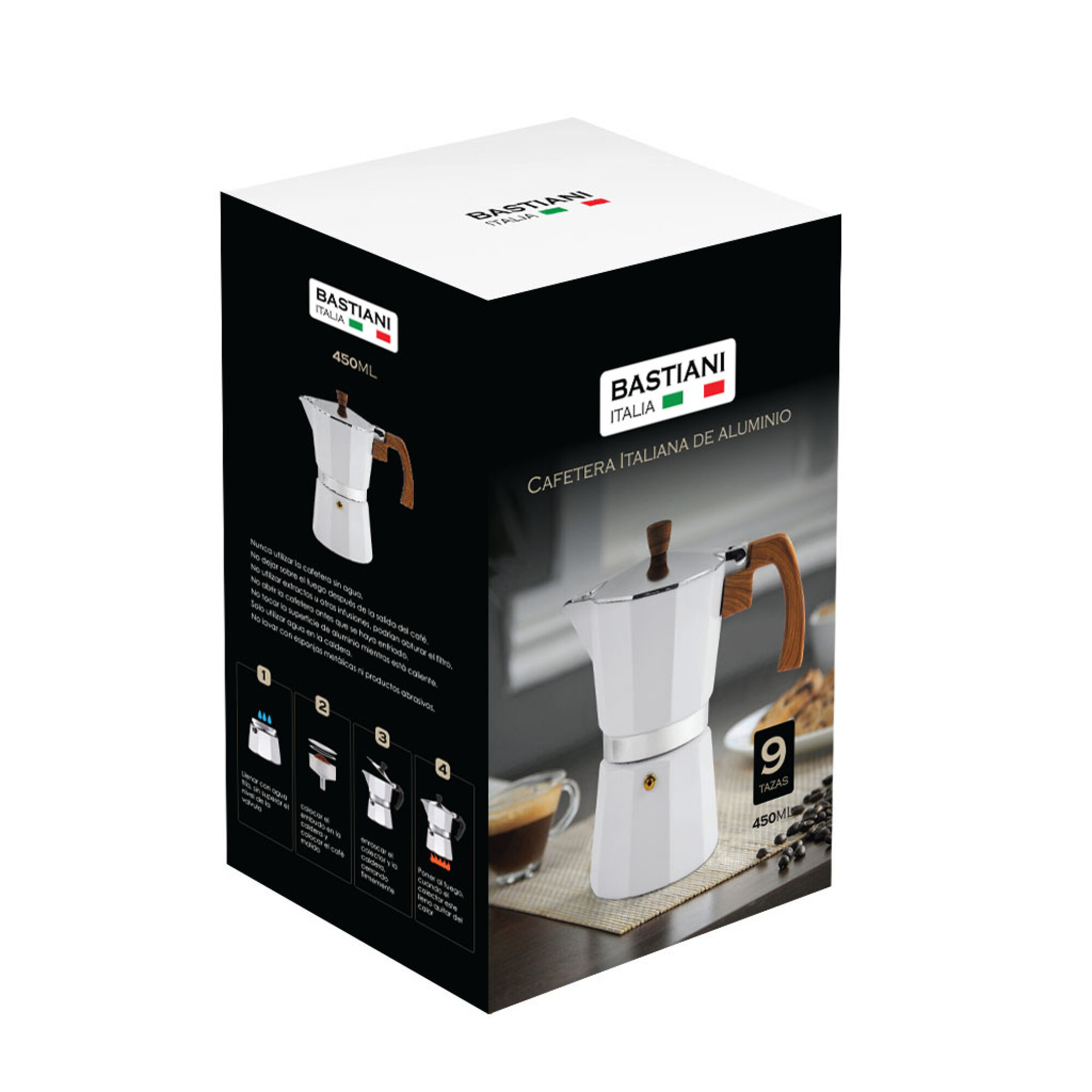 Cafetera Italiana Alum. Plata 450 ml 9 Tazas — Multiplast