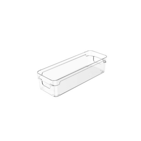 Caja cesto organizador plástico transparente 30x10x7 cm OU Caja Cesto Organizador Plástico Transparente 30x10x7 Cm Ou