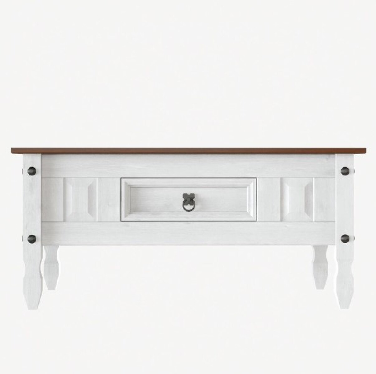 Mesa de centro ESTILO MEXICANO 1 cajón Color CERA BLANCO 