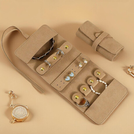 Joyero plegable para viaje gamuza - 10 x 24 cm Marron