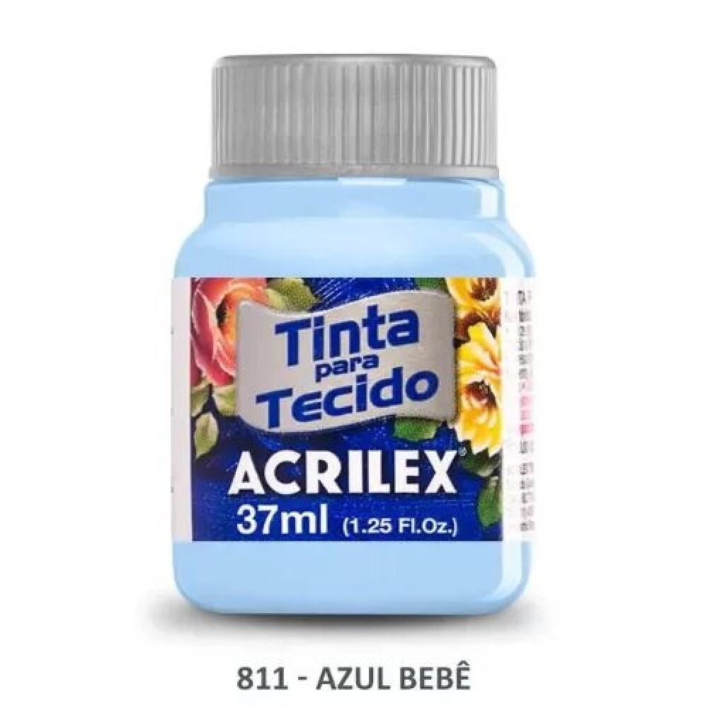 Pintura Para Tela 37 Ml. 811 Azul Bebé Acrilex #Pintura Para Tela Acrilex 37 Ml. 811 Azul Bebé