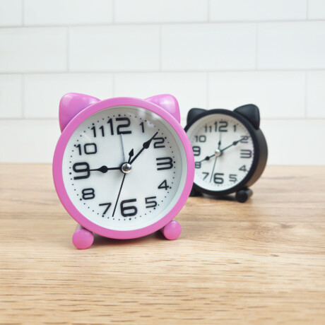 Reloj de escritorio con orejitas de gato Rosado