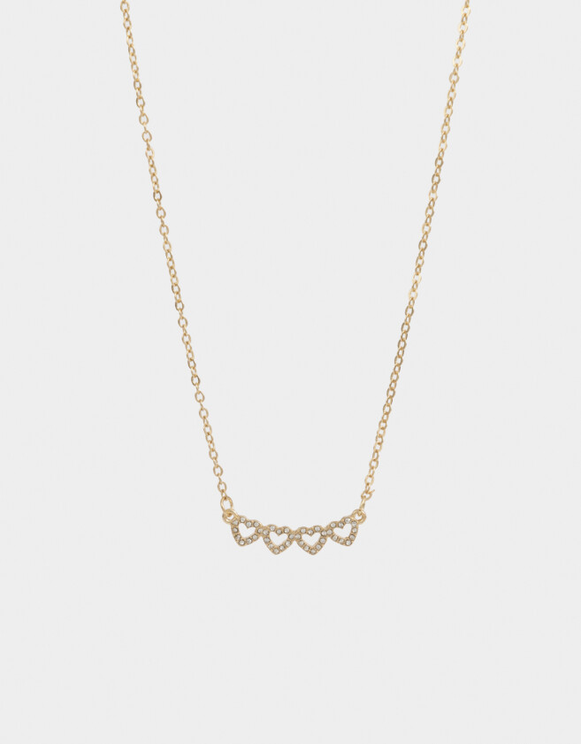 Cadena Corta con Dije Con corazón Collar Con Corazones - Dorado