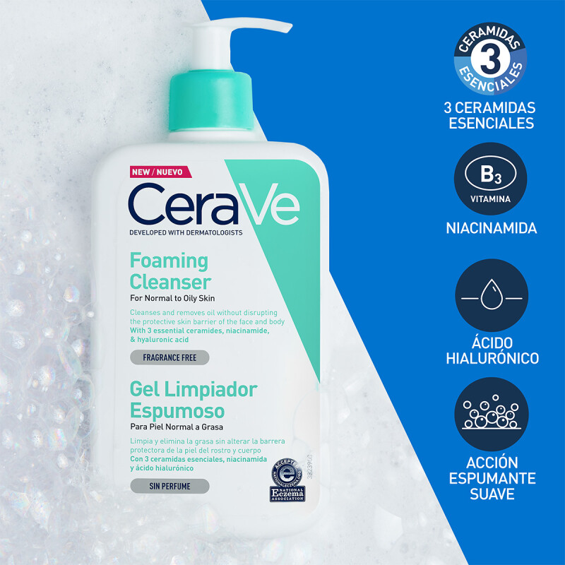 CERAVE GEL LIMPIADOR ESPUMOSO 8 OZ - 236 ml - Piel normal a grasa CERAVE GEL LIMPIADOR ESPUMOSO 8 OZ - 236 ml - Piel normal a grasa