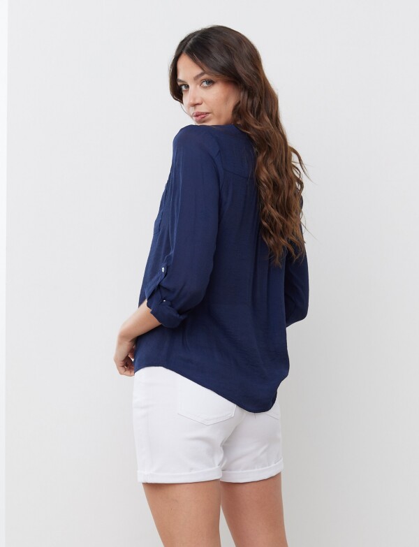 Blusa Nudo Botones AZUL