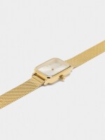 Reloj Rectangular Pulsera De Punto Acero Inoxidable dorado