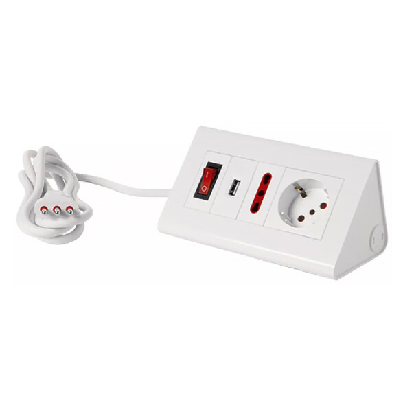Alargue escritorio ficha 3L c/int. SCH+3L+USB 1.5m E18272