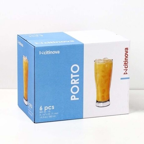 Set X6 Vasos Agua Refresco Porto en Vidrio de 380Ml Citinova Transparente