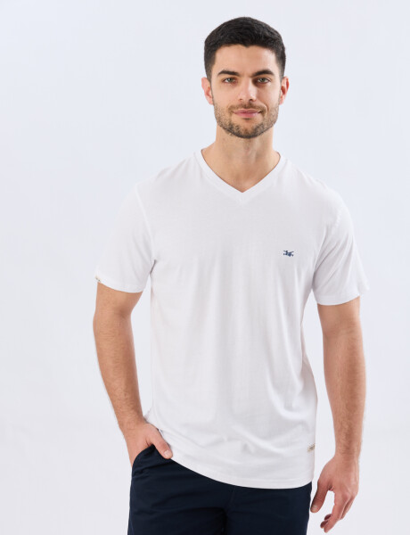 REMERA BÁSICA V DE ALGODÓN Blanco