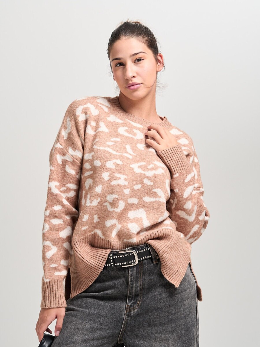Buzo animal print tejido - Brown Off 