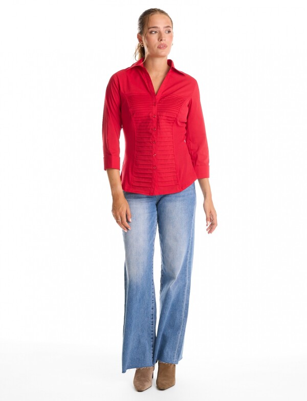 Camisa Stretch & Alforzas ROJO
