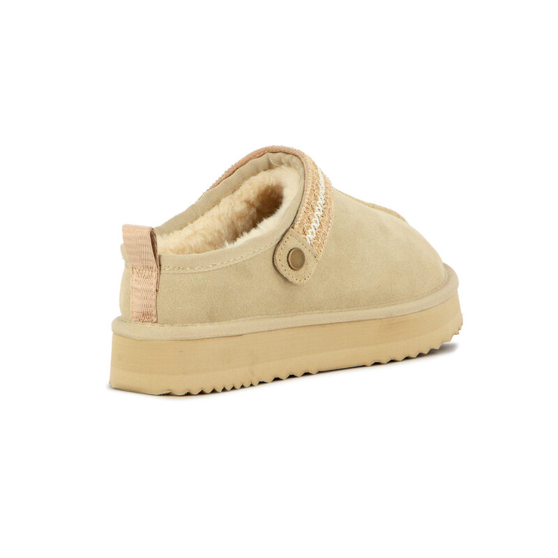 Country Zapato Pantufla Cuero / Peluche - Dama - Beige Beige