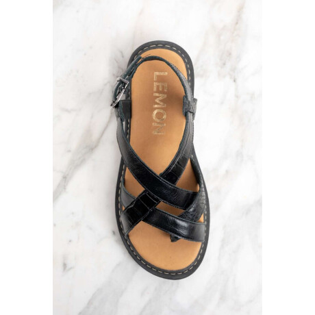Sandalia Cuero Combinada Negro